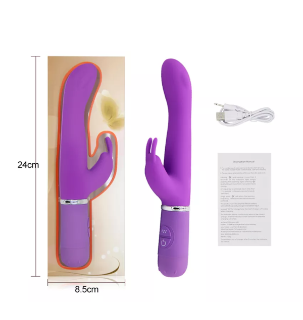 Vibrador conejito, 12 frecuencias, pilas