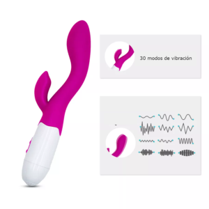 Vibrador rosado y blanco toyz, usb recargable, 30 modos de vibración