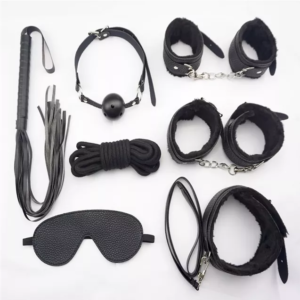 Kit bondage 7 piezas, cuerina negra