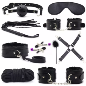 Kit bondage roleplay, bdsm , esposas, pezoneras, fusta