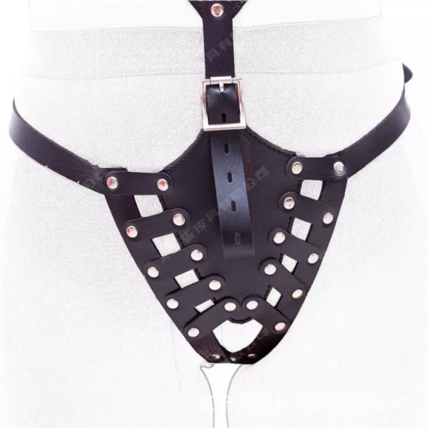Lencería de cuero bondage con arnés - Imagen 4