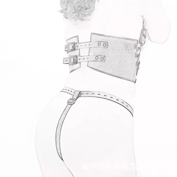 Lencería de cuero bondage con arnés - Imagen 5